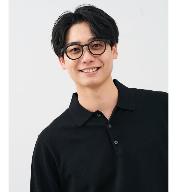  「 ウェリントン型 メガネ | レザー調、ラバーテンプル Zoff  レンズ交換券付 レンズ交換券付」|メガネ|ブラック系その他