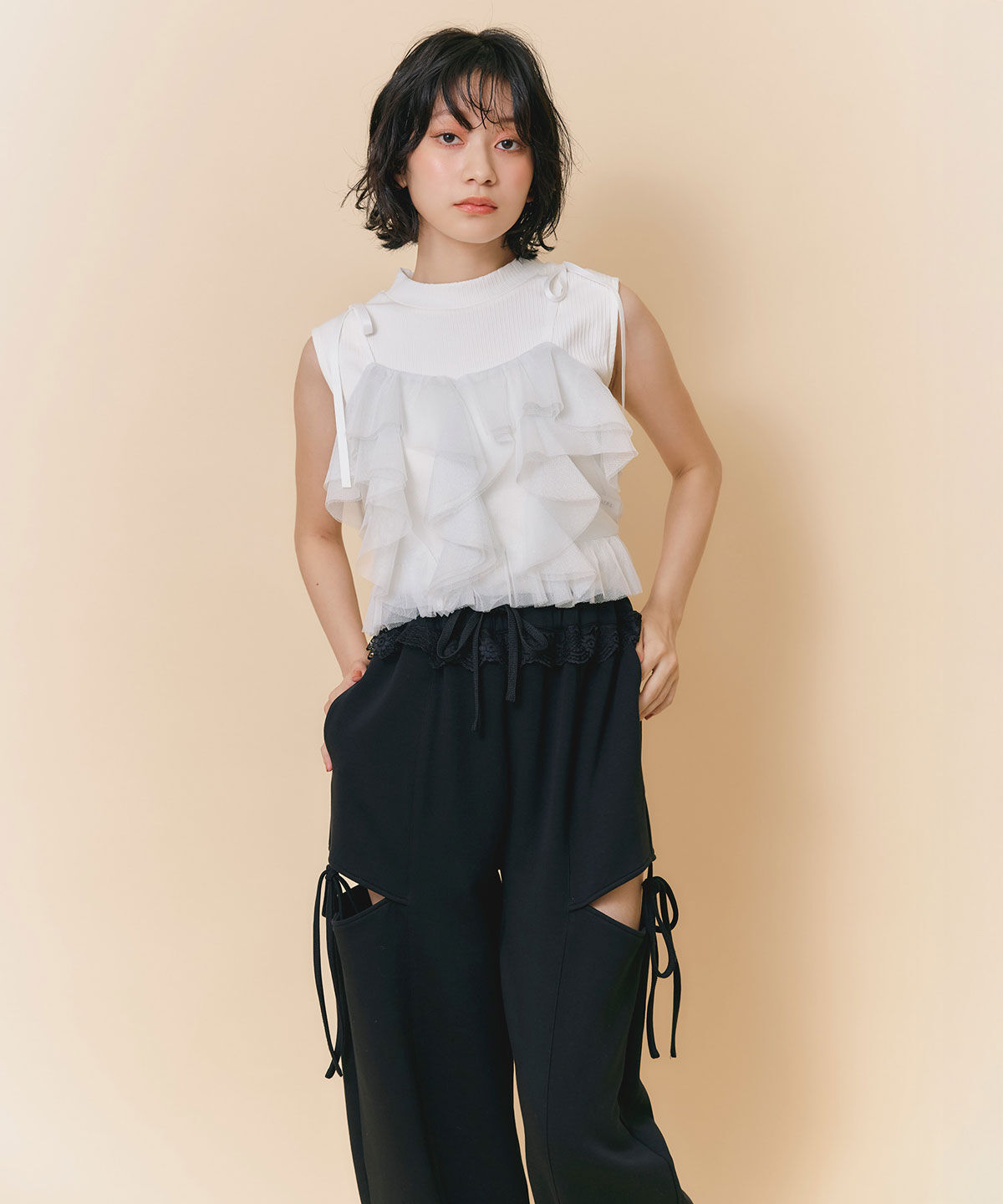 REDYAZEL「ウエストレースサイドカットアウトパンツ」|その他|