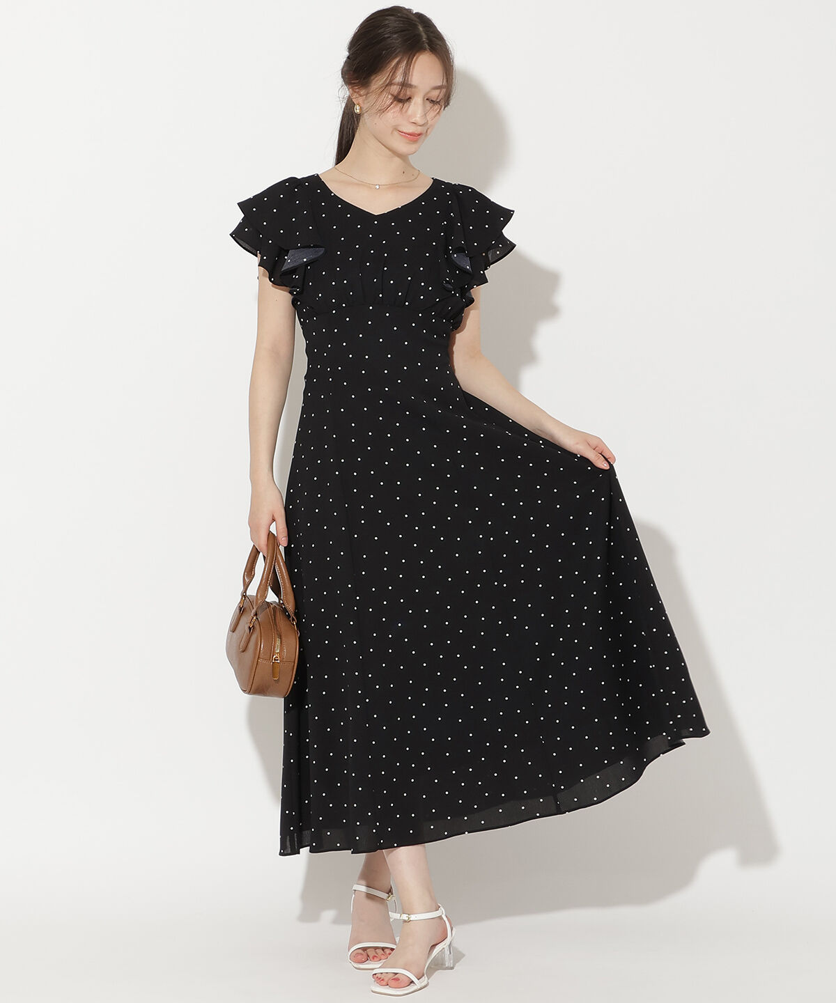 WILLSELECTION「フリルスリーブフレアワンピース」|ワンピース|black/borderｽﾄﾗｲﾌﾟ