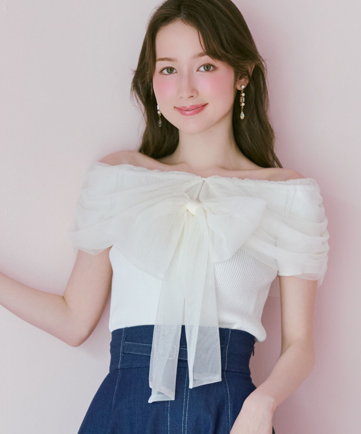 WILLSELECTION「リボンチュールレイヤードリブニット」|ニット・セーター|
