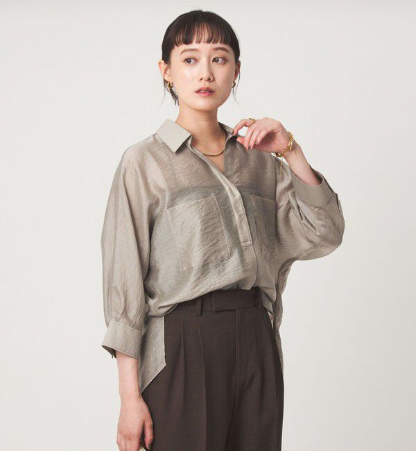 UNITED ARROWS green label relaxing「エアリーシアー スキッパー ポケット シャツ 接触冷感」|シャツ・ブラウス|