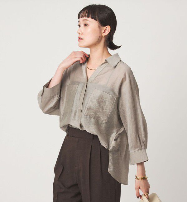 UNITED ARROWS green label relaxing「エアリーシアー スキッパー ポケット シャツ 接触冷感」|シャツ・ブラウス|