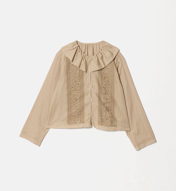 BEAUTY&YOUTH UNITED ARROWS「エンブロイダリー フリルカラー シャツ」|シャツ・ブラウス|BEIGE