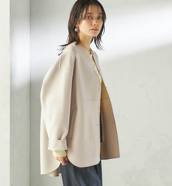 SHIPS for women「〈手洗い可能〉ストレッチ 二重織 リバー 仕立て ノーカラー コート」|その他|