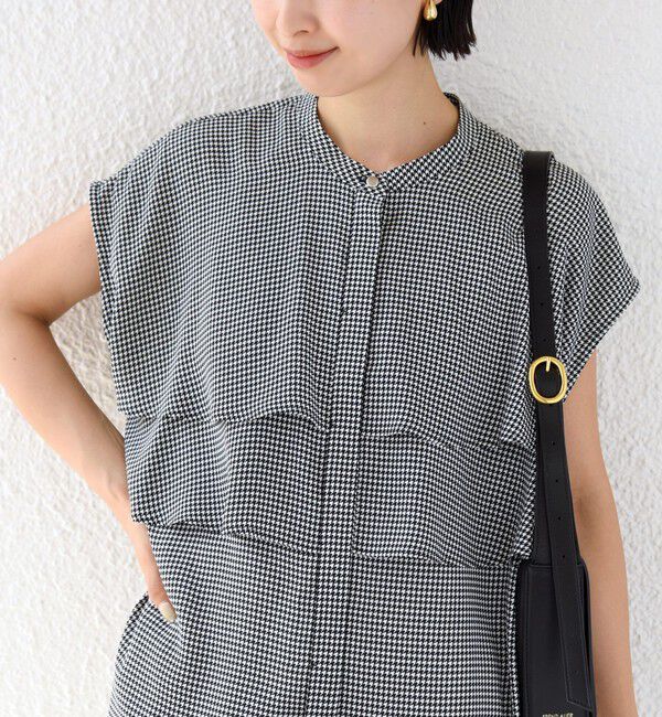 SHIPS for women「〈洗濯機可能〉バック サテン ハウンド トゥース ブラウス」|シャツ・ブラウス|