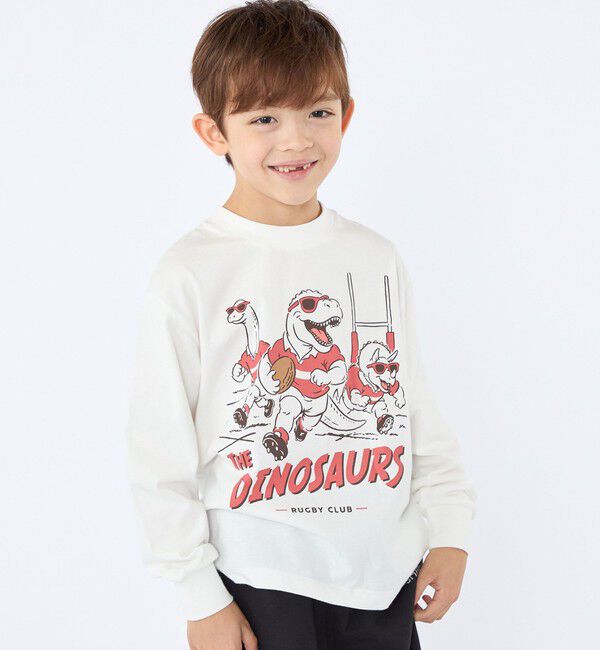 SHIPS KIDS「【SHIPS KIDS別注】ARCH＆LINE:100～130cm / ダイナソー  ロングスリーブ Tシャツ」|Tシャツ・カットソー|