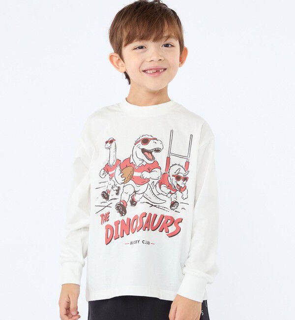 SHIPS KIDS「【SHIPS KIDS別注】ARCH＆LINE:100～130cm / ダイナソー  ロングスリーブ Tシャツ」|Tシャツ・カットソー|