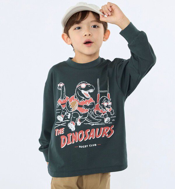 SHIPS KIDS「【SHIPS KIDS別注】ARCH＆LINE:100～130cm / ダイナソー  ロングスリーブ Tシャツ」|Tシャツ・カットソー|