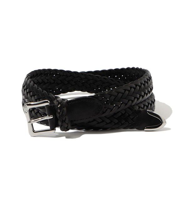 TOMORROWLAND GOODS「J&M DAVIDSON ENVELOPE BUCKLE TIP END 25MM レザーメッシュベルト」|ベルト|19 ブラック
