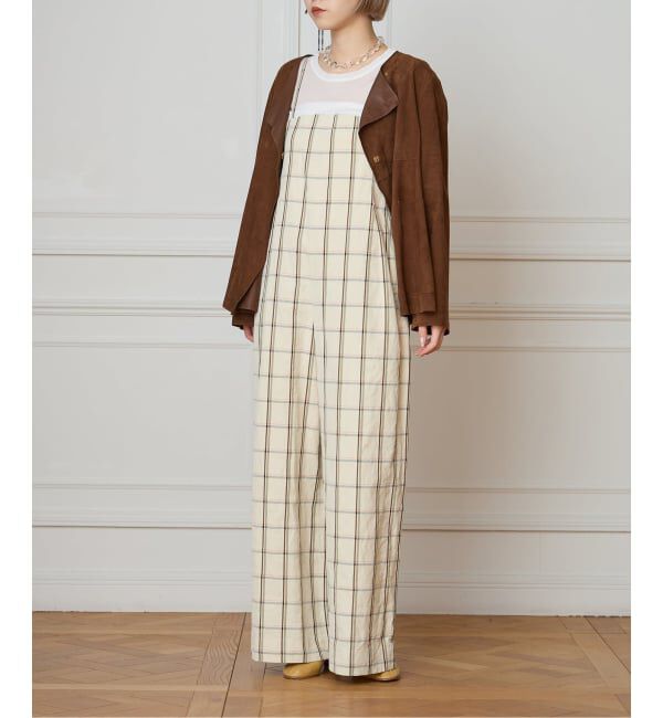 IENA LA BOUCLE「IENA LA BOUCLE P/Lチェックベアオールインワン」|オールインワン|