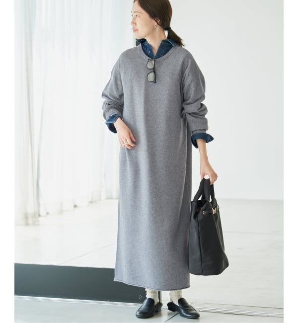 SLOBE IENA「《シリーズあり/予約》ウォッシャブルスムースニットワンピース」|ワンピース|グレー