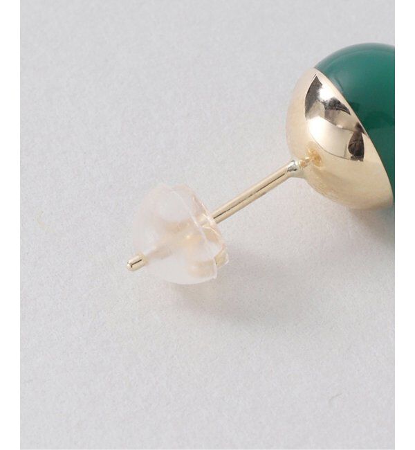 Lilas by Spick&Span「グリーンアゲート8mmカップボールピアス K10（両耳）」|ピアス|
