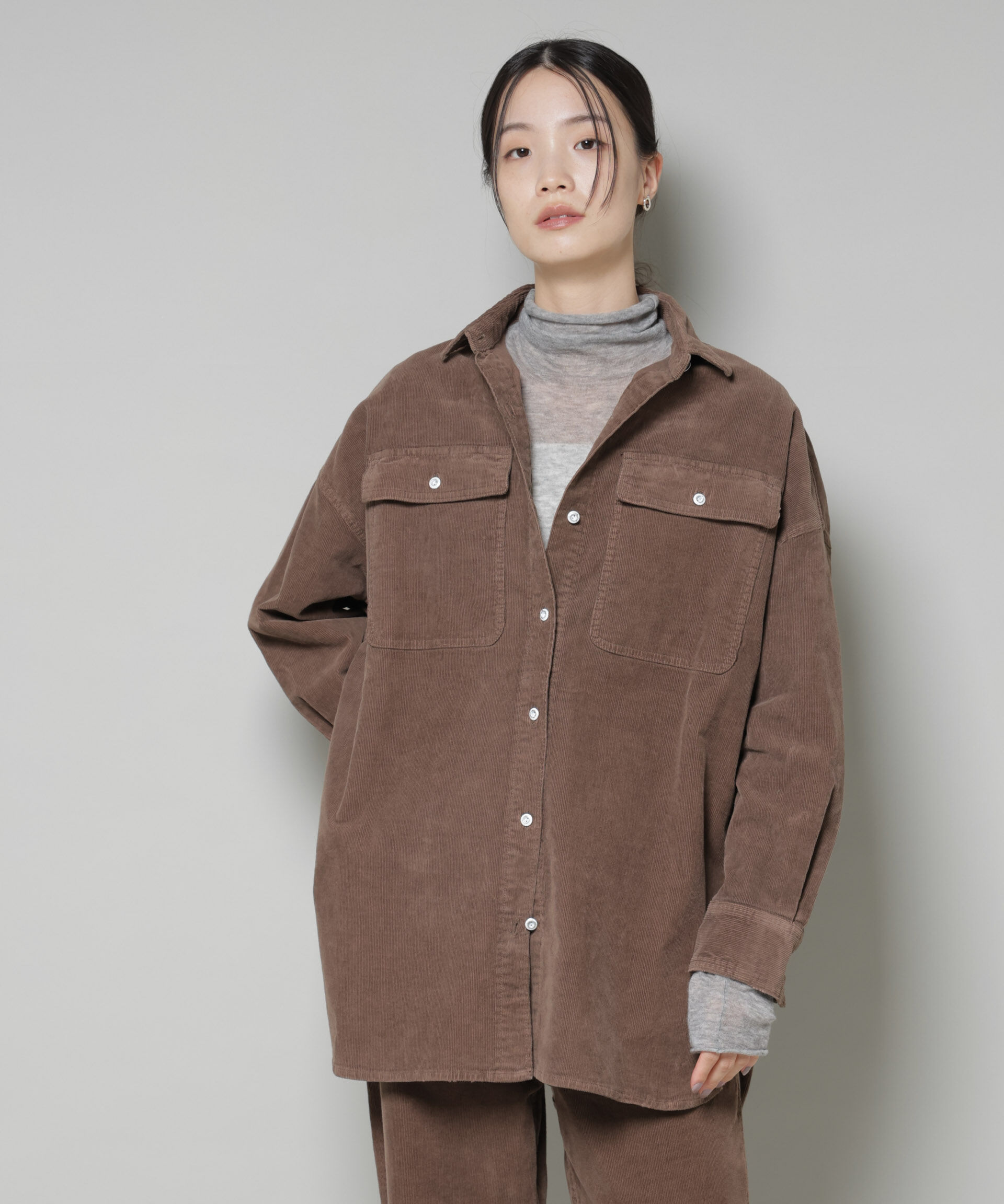 nano･universe「Healthy DENIM/Almond Corduroy」|シャツ・ブラウス|ブラウン