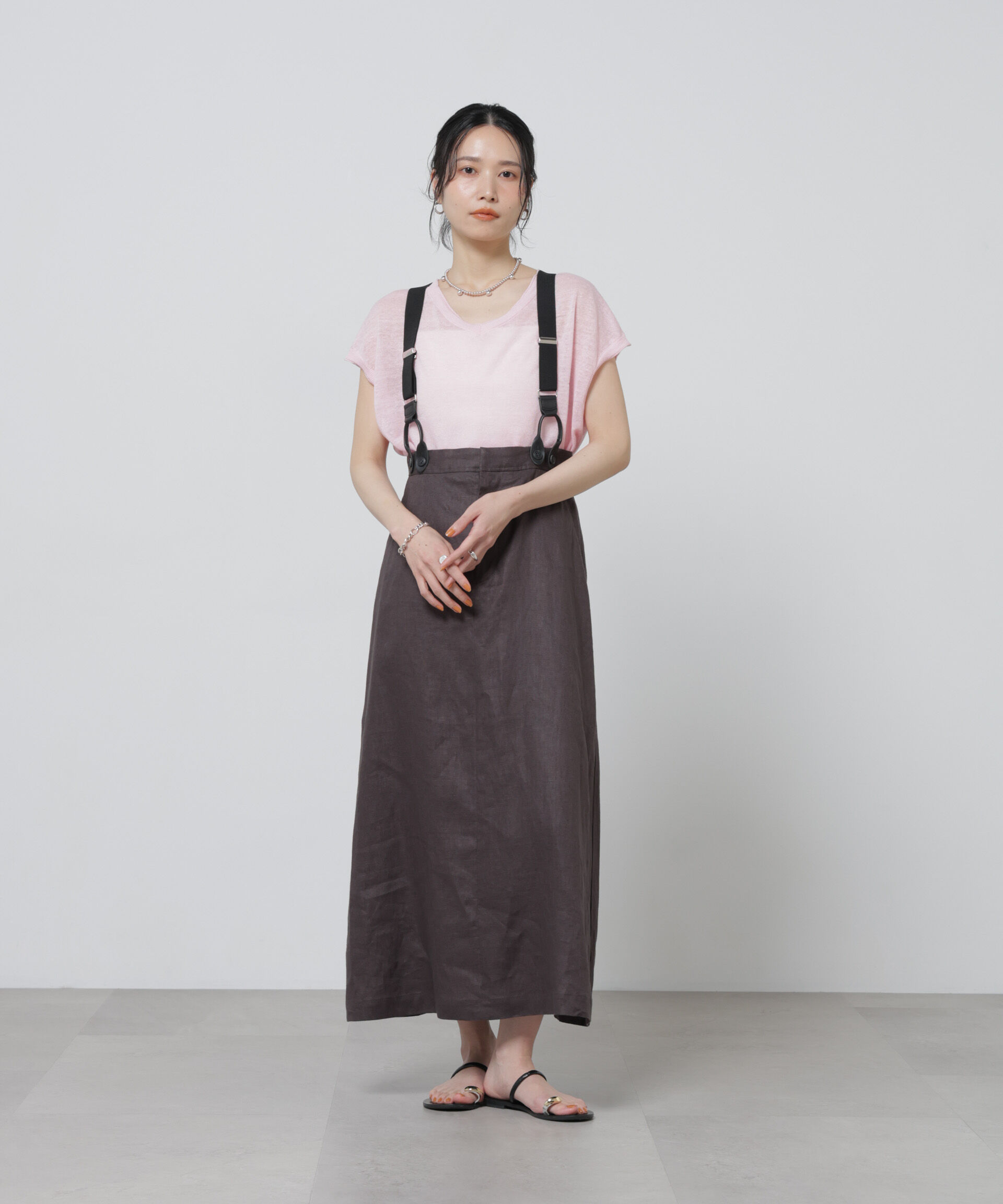 NANO universe「European Flax サスペンダー付きスカート(セットアップ可)」|スカート|