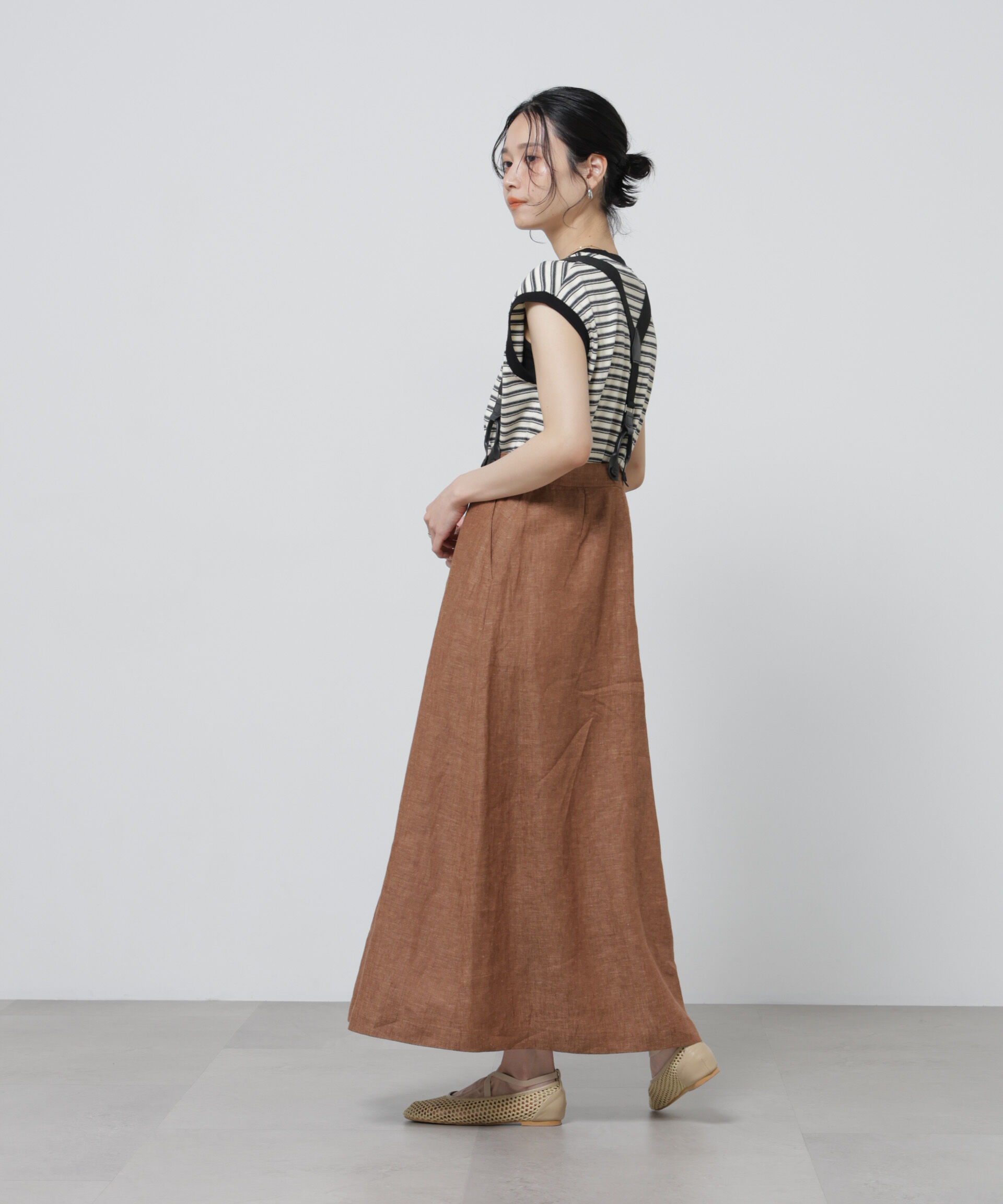 NANO universe「European Flax サスペンダー付きスカート(セットアップ可)」|スカート|