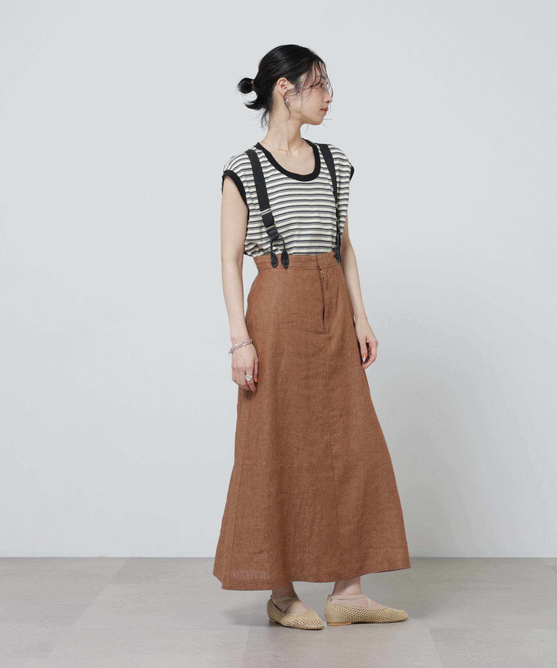 NANO universe「European Flax サスペンダー付きスカート(セットアップ可)」|スカート|