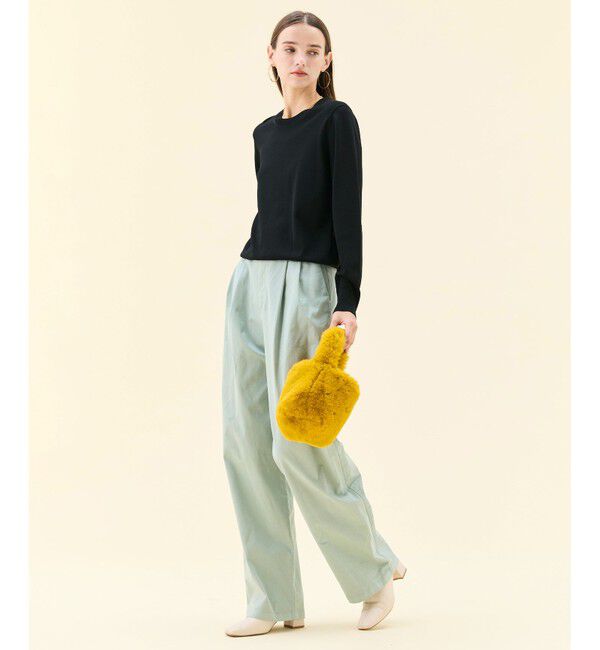 BEIGE,「【WEB限定・洗える】LECERF / 異素材バックシアーストレッチニット」|ニット・セーター|