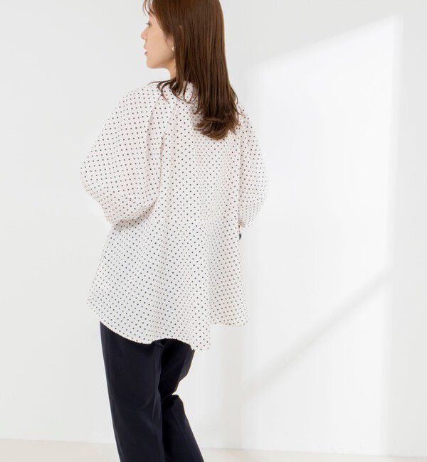 NOLLEY'S「【WEB限定】サッカードット5分袖タックブラウス」|シャツ・ブラウス|
