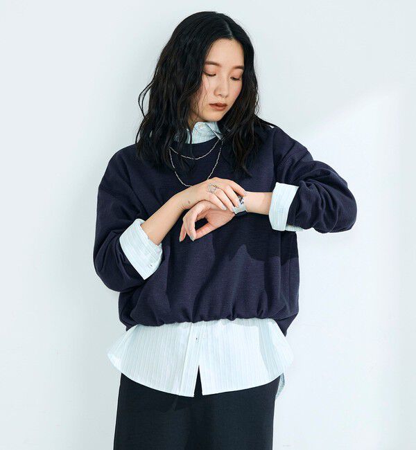 fredy emue「裾インゴムブークレープルオーバー」|Tシャツ・カットソー|ネイビー