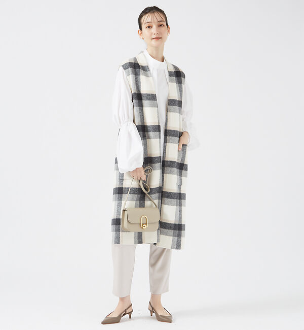 qualite「チェックダブルフェイスジレ」|その他|チェック