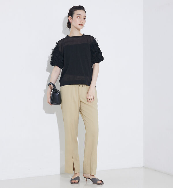 qualite「バックサテンジョーゼットベンツパンツ」|その他|