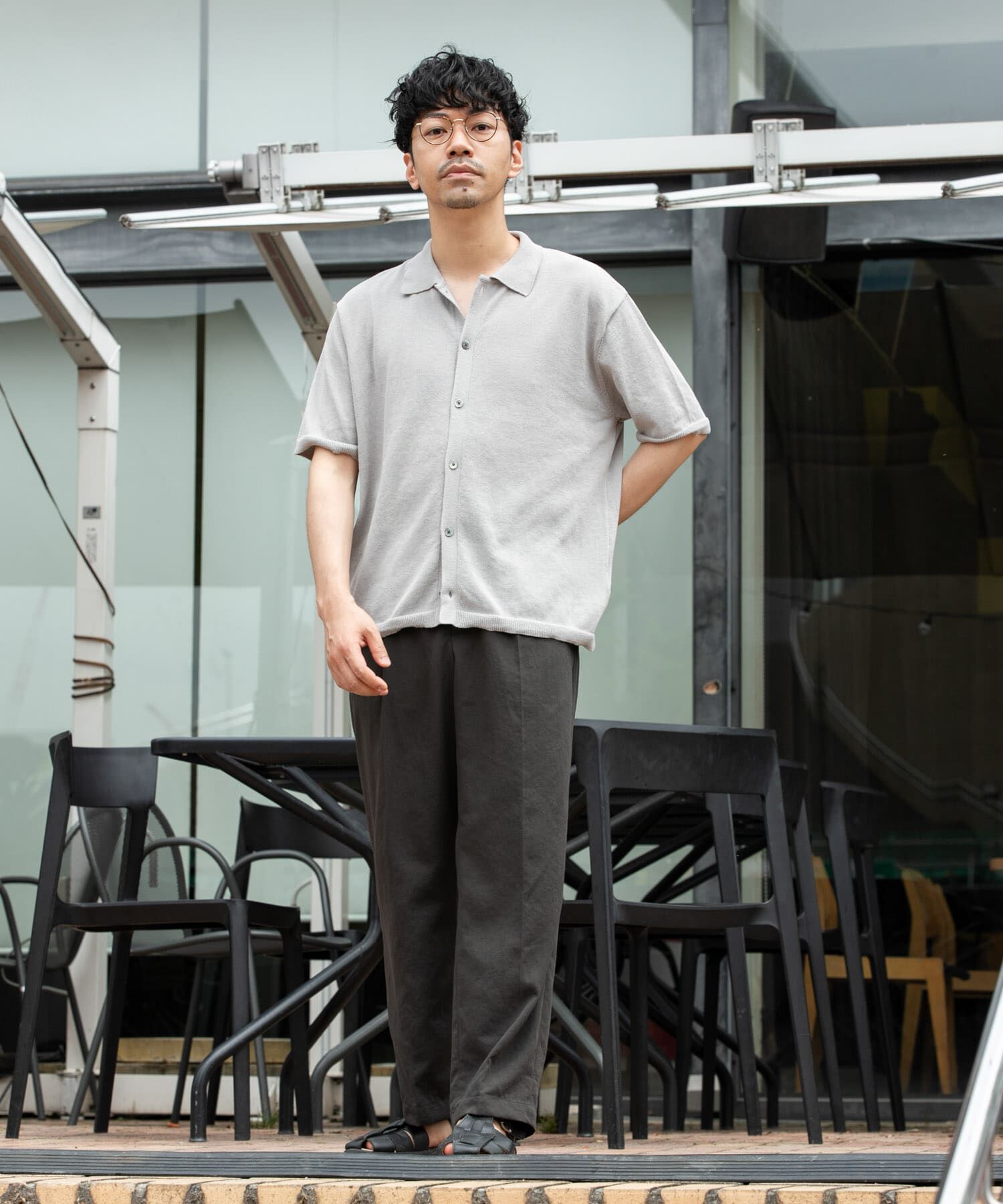 URBAN RESEARCH ROSSO「『UR TECH』AIRDRY半袖ポロカーディガン」|カーディガン|