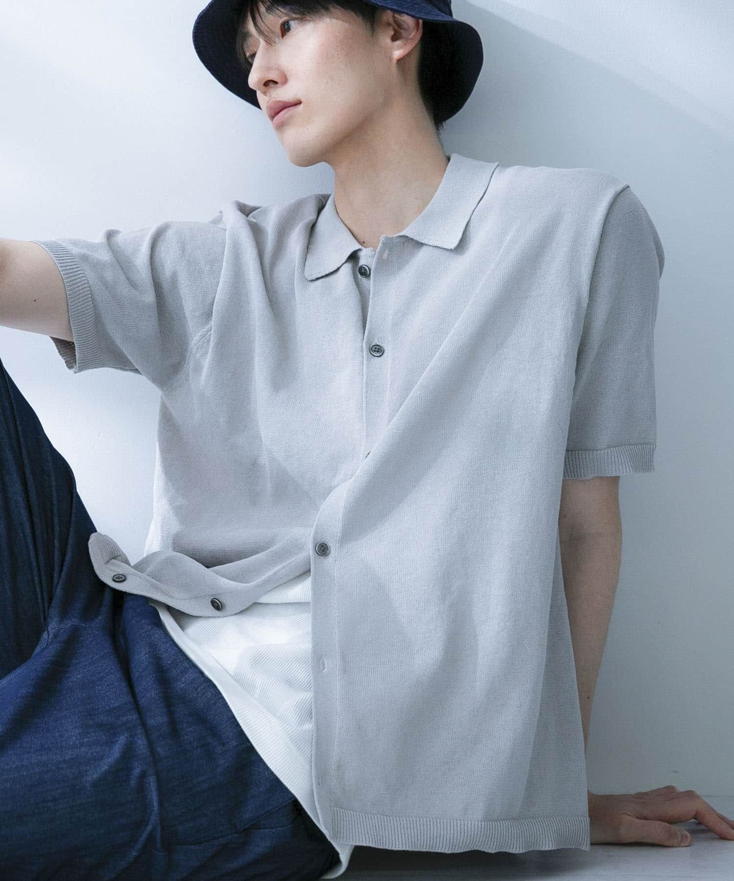 URBAN RESEARCH ROSSO「『UR TECH』AIRDRY半袖ポロカーディガン」|カーディガン|