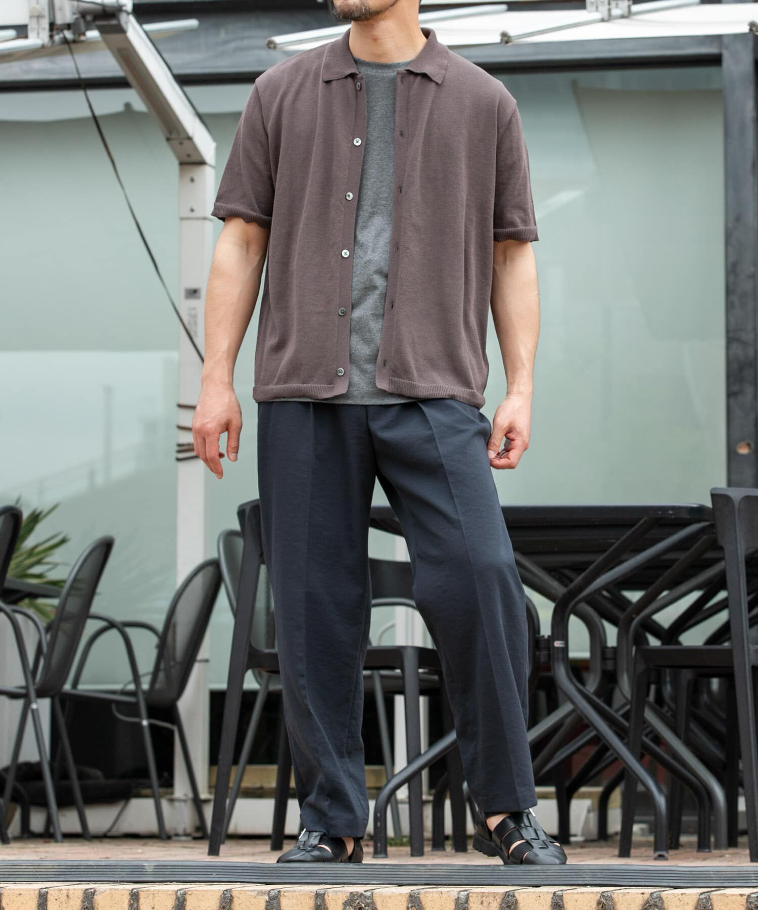 URBAN RESEARCH ROSSO「『UR TECH』AIRDRY半袖ポロカーディガン」|カーディガン|