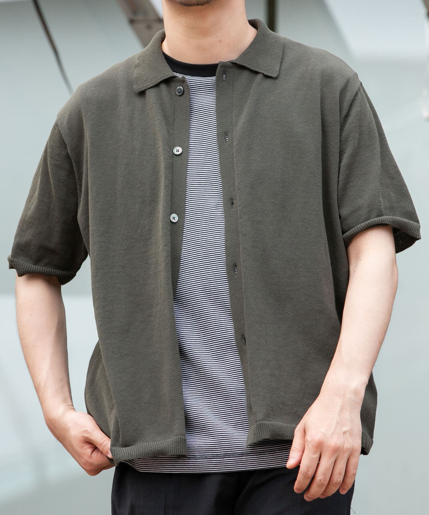URBAN RESEARCH ROSSO「『UR TECH』AIRDRY半袖ポロカーディガン」|カーディガン|