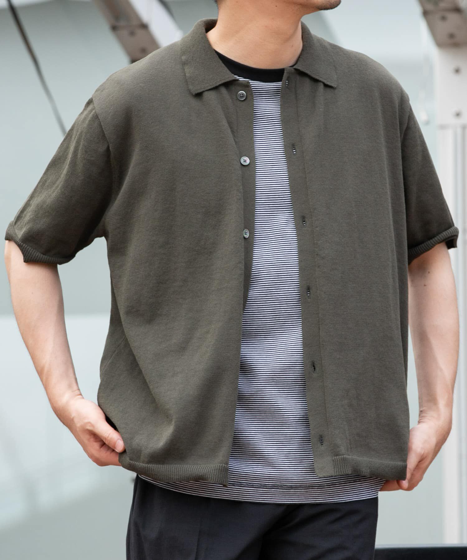 URBAN RESEARCH ROSSO「『UR TECH』AIRDRY半袖ポロカーディガン」|カーディガン|