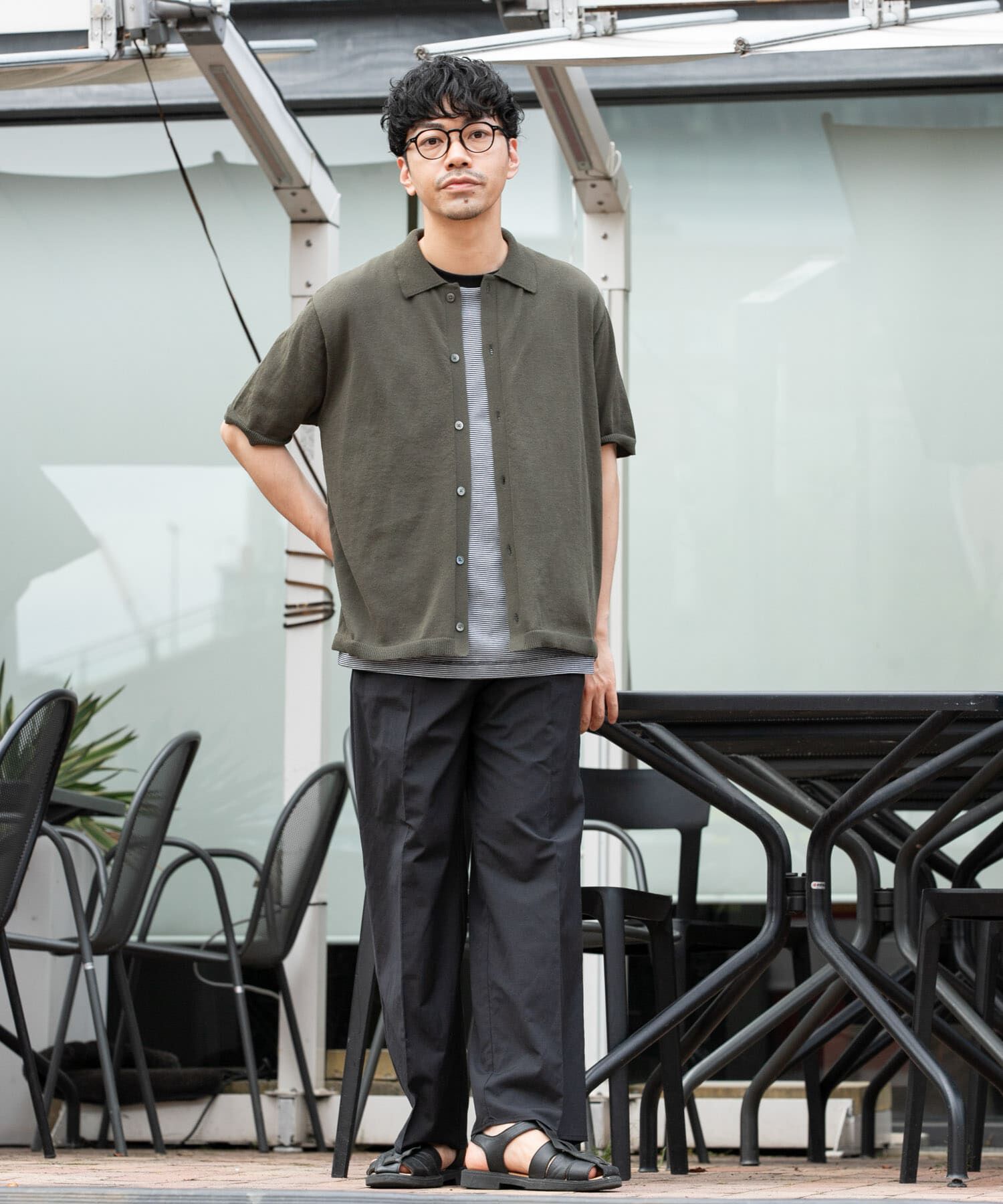 URBAN RESEARCH ROSSO「『UR TECH』AIRDRY半袖ポロカーディガン」|カーディガン|