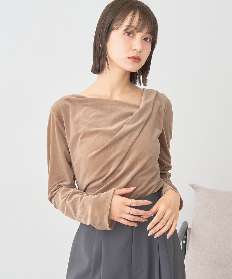 earth music&ecology「シアーベロアドレープネックプルオーバー」|Tシャツ・カットソー|
