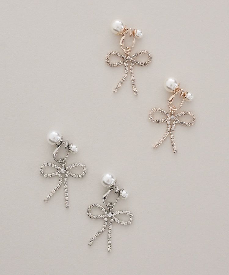 Maison de FLEUR「ダイヤレーンリボンイヤリング」|イヤリング|