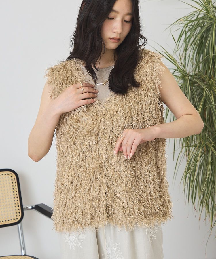 AMERICAN HOLIC「【選べる丈・前後2WAY】シャギーベスト」|ベスト・ジレ|