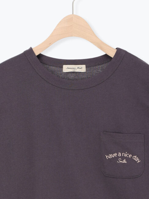 Samansa Mos2「【オーガニックコットン】刺繍ロゴTシャツ」|Tシャツ・カットソー|