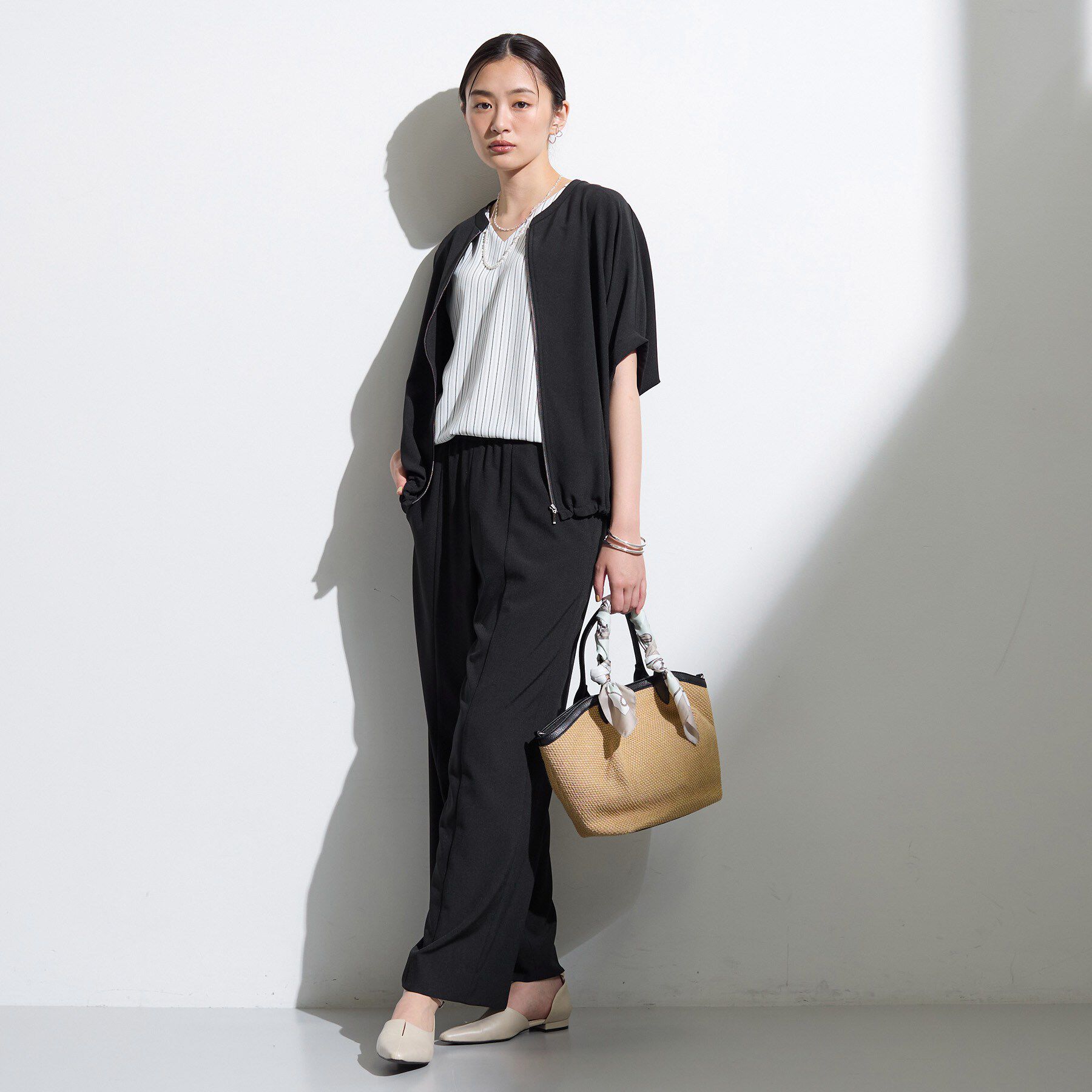 INDIVI「【接触冷感/防シワ/着る日傘】イージーワイドパンツ」|その他|
