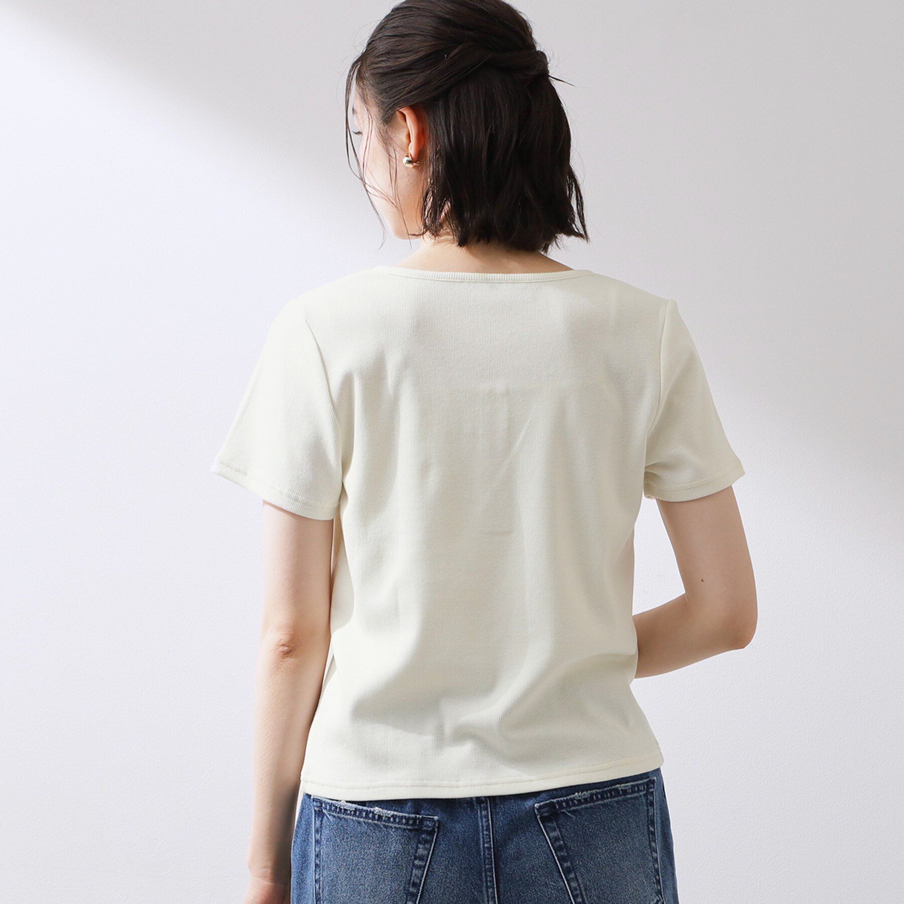THE SHOP TK「ヘンリーネック ワンポイント刺繍トップス」|Tシャツ・カットソー|