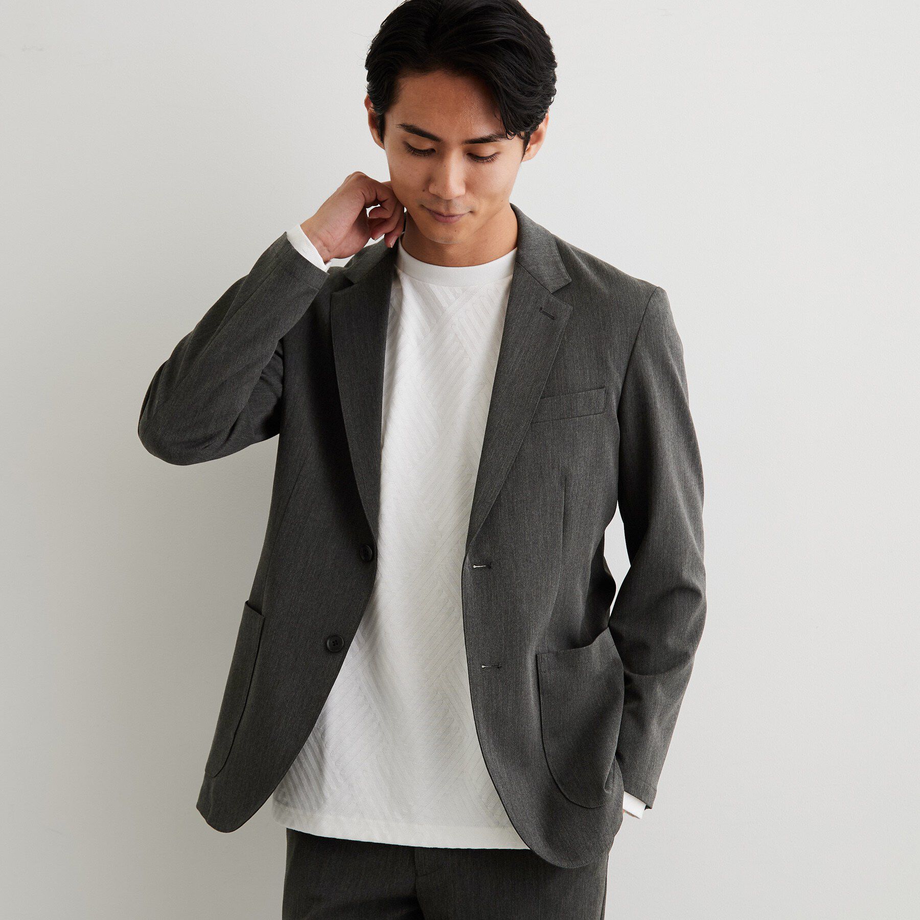 THE SHOP TK「【ストレッチ／洗濯機OK／セットアップ可】デニムライク ジャケット」|スーツ|