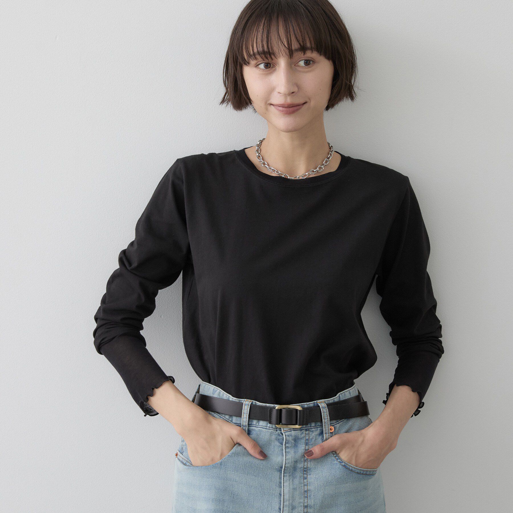 Dessin「シアー切り替えクルーネックカットソー」|Tシャツ・カットソー|