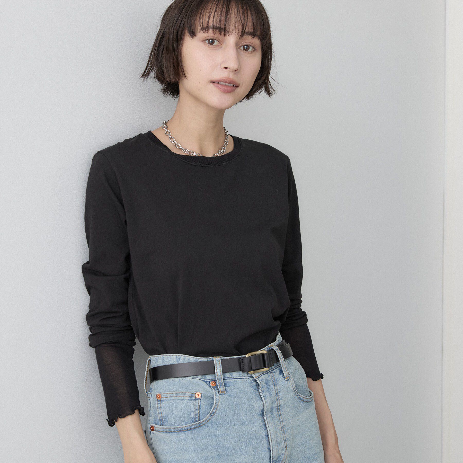 Dessin「シアー切り替えクルーネックカットソー」|Tシャツ・カットソー|