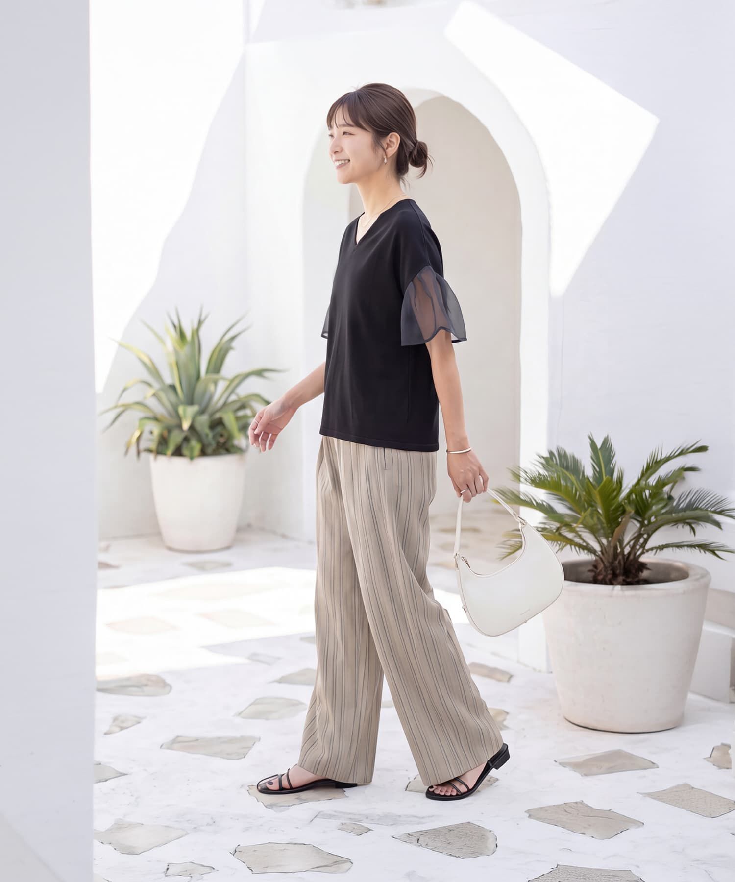 STYLE DELI「オーガンジースリーブVネックトップス」|タンクトップ|