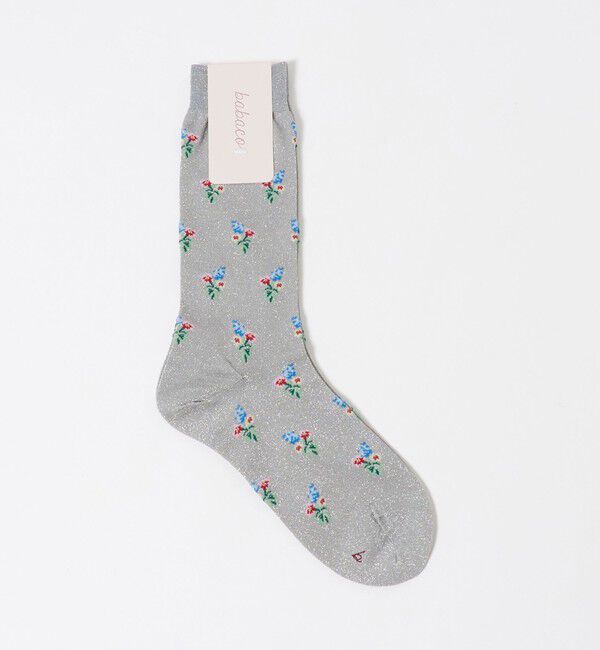 UNITED ARROWS「＜babaco＞フラワーラメ ソックス」|ソックス|SILVER