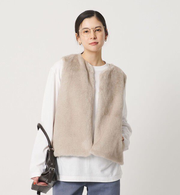 BEAUTY&YOUTH UNITED ARROWS「ポリエステル フェイクファー ベスト」|ベスト・ジレ|BEIGE