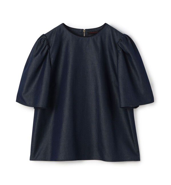 TOMORROWLAND collection「コットンシルクデニム タックベルスリーブプルオーバー」|シャツ・ブラウス|67 ネイビー