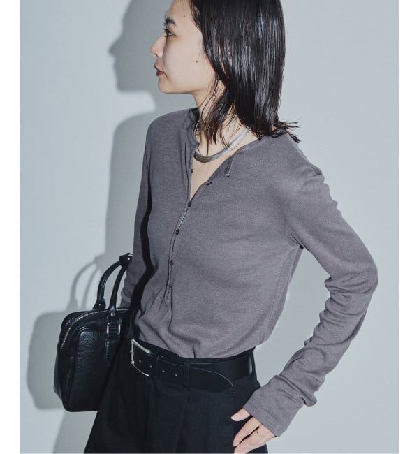 JOURNAL STANDARD「《予約》【ASIDE】 ヘンプコットンフライスヘンリー」|Tシャツ・カットソー|グレー