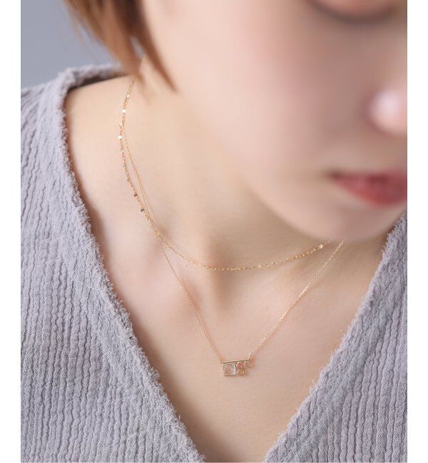 Lilas by Spick&Span「スクエアラウンドホワイトトパーズネックレス K10」|ネックレス|