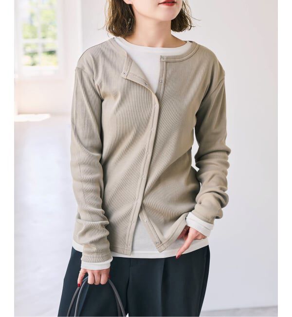 Spick and Span「《2枚セット / 予約》カーデ*ロンTレイヤードジャージ」|Tシャツ・カットソー|ベージュ