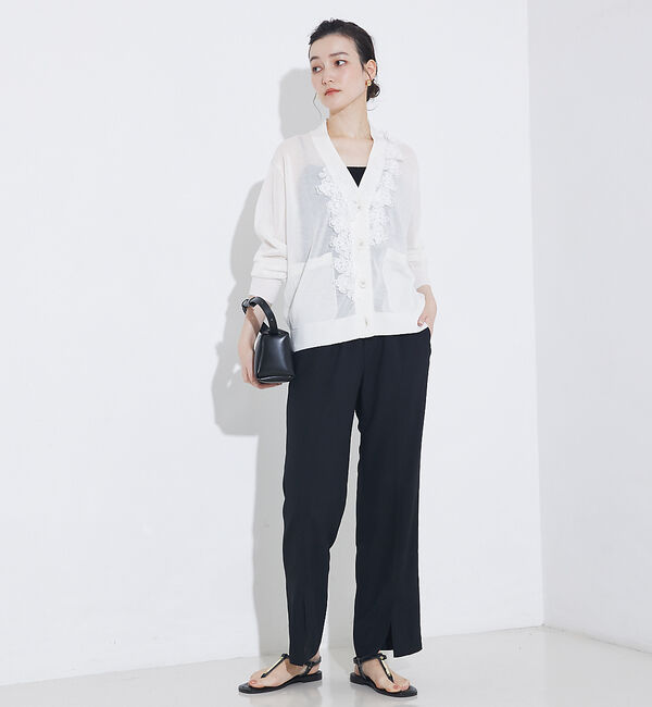 qualite「バックサテンジョーゼットベンツパンツ」|その他|