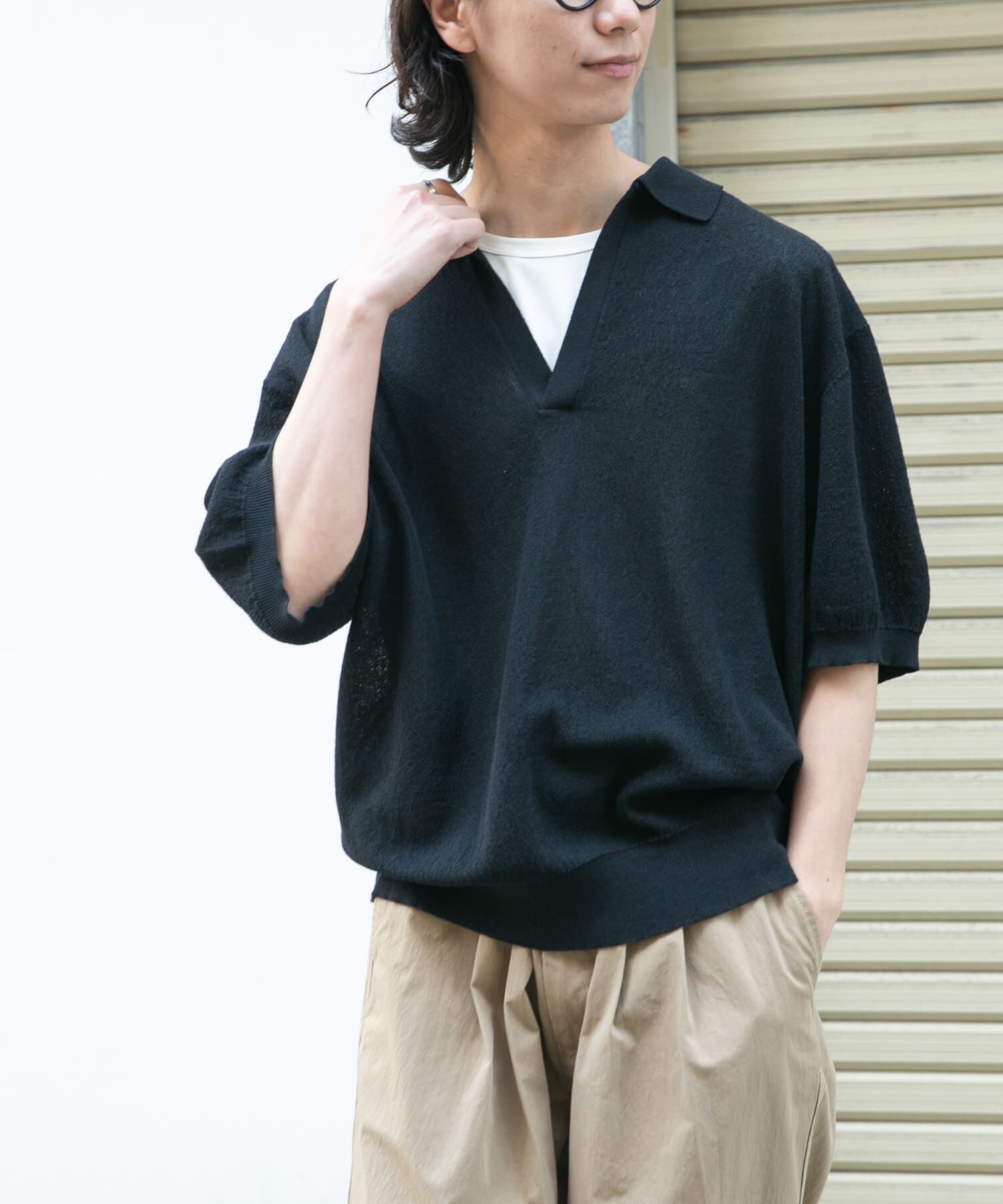 URBAN RESEARCH DOORS「FORK&SPOON　リネンブレンドスキッパーニット」|ニット・セーター|