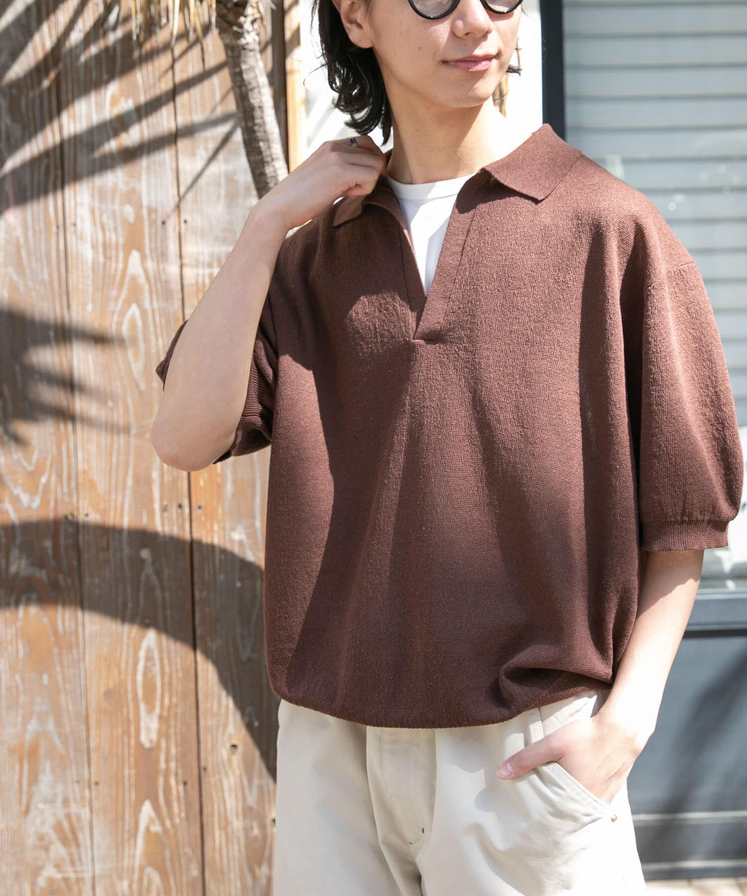 URBAN RESEARCH DOORS「FORK&SPOON　リネンブレンドスキッパーニット」|ニット・セーター|